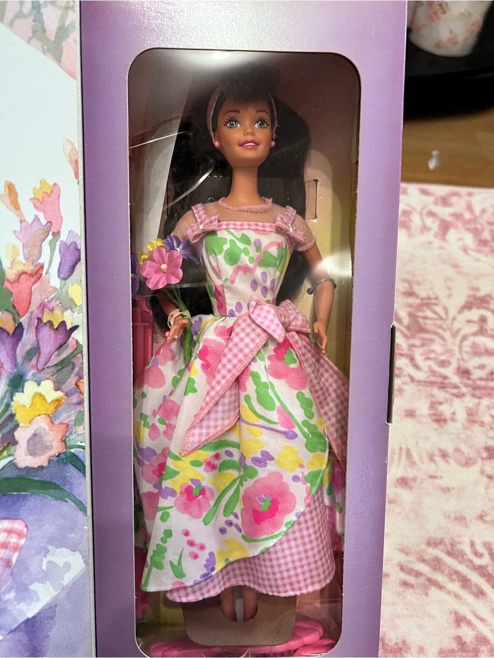 Floral Pink Party  Barbie Doll in Pink Gingham Dress - Brand:
